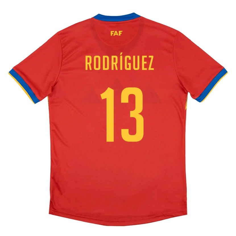 DanxenキッズアンドラArnau Rodríguez#13赤 青 黄ホームシャツ26-28ジャージーユニフォーム
