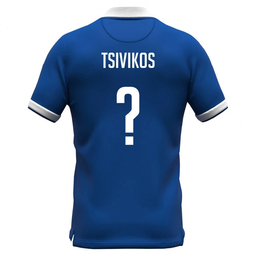 DanxenキッズキプロスPanagiotis Tsivikos#0ロイヤルブルー 白ホームシャツ26-28ジャージーユニフォーム