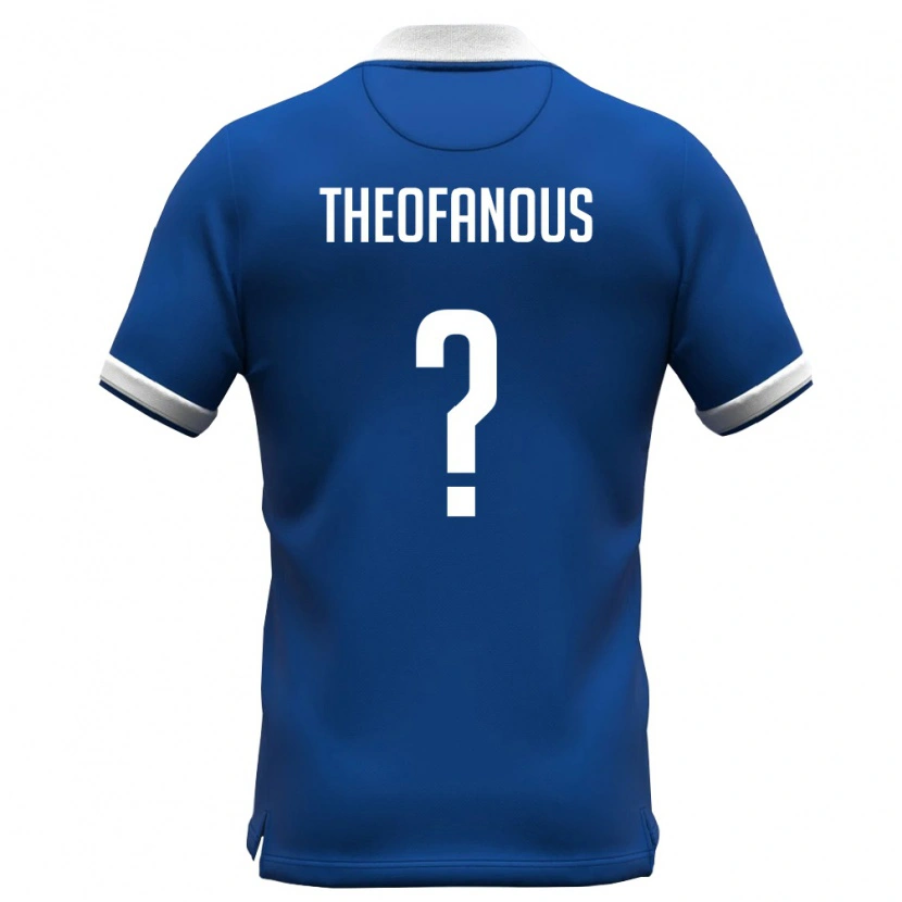 DanxenキッズキプロスGiorgos Theofanous#0ロイヤルブルー 白ホームシャツ26-28ジャージーユニフォーム