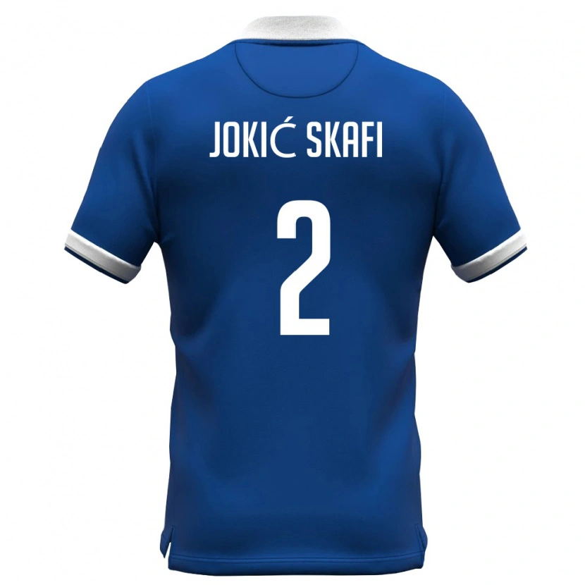 DanxenキッズキプロスGeorgios Jokić Skafi#2ロイヤルブルー 白ホームシャツ26-28ジャージーユニフォーム