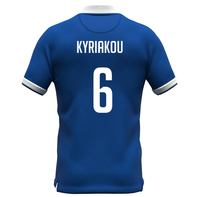 DanxenキッズキプロスKyriakos Kyriakou#6ロイヤルブルー 白ホームシャツ26-28ジャージーユニフォーム