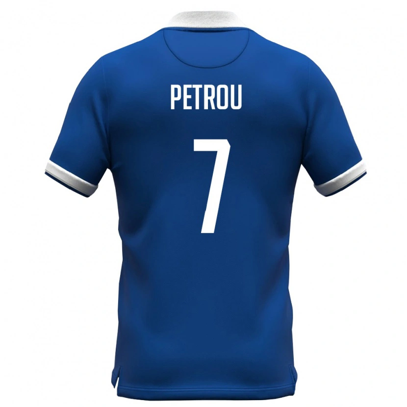 DanxenキッズキプロスMarinos Petrou#7ロイヤルブルー 白ホームシャツ26-28ジャージーユニフォーム