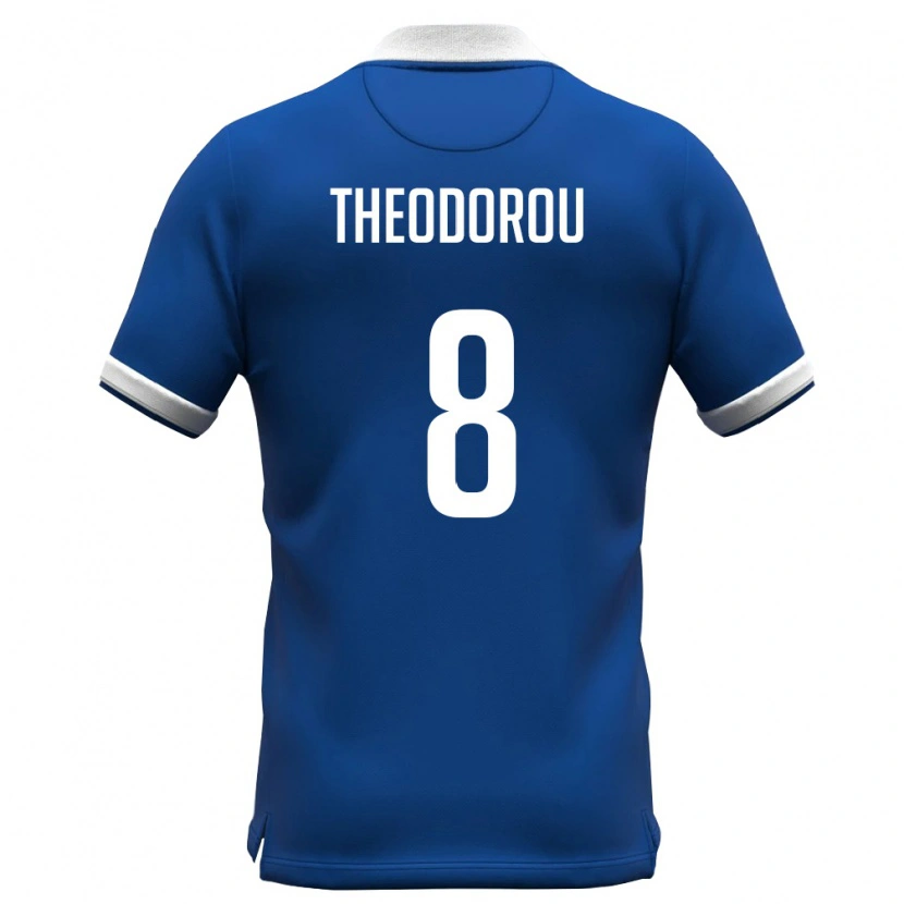DanxenキッズキプロスMarkos Theodorou#8ロイヤルブルー 白ホームシャツ26-28ジャージーユニフォーム