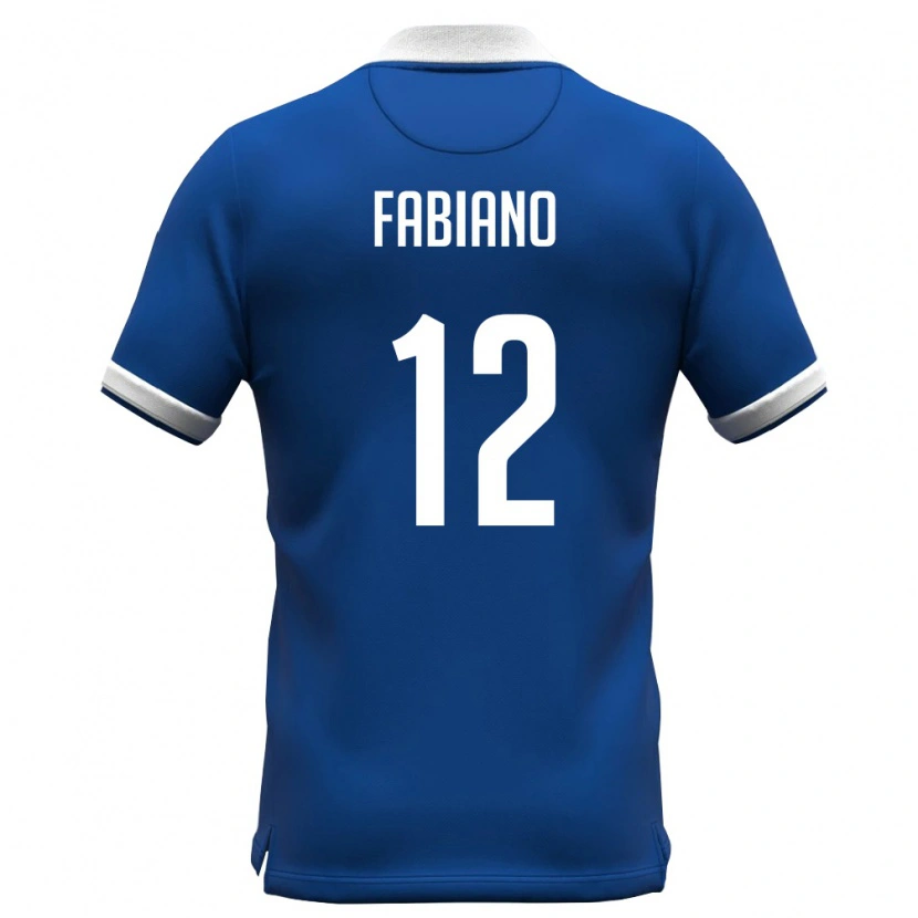DanxenキッズキプロスFabiano#12ロイヤルブルー 白ホームシャツ26-28ジャージーユニフォーム