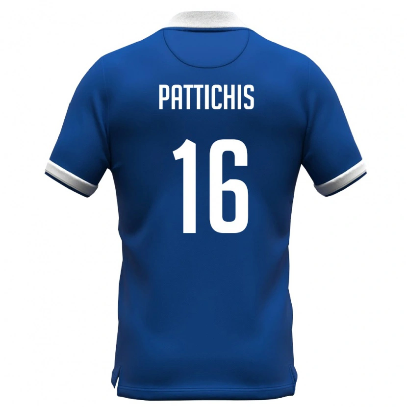 DanxenキッズキプロスKonstantinos Pattichis#16ロイヤルブルー 白ホームシャツ26-28ジャージーユニフォーム