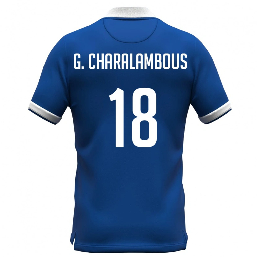 DanxenキッズキプロスGordon Panagiotis Charalambous#18ロイヤルブルー 白ホームシャツ26-28ジャージーユニフォーム