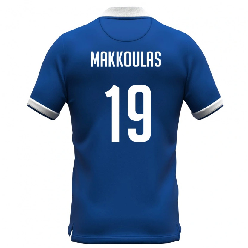 DanxenキッズキプロスPetros Makkoulas#19ロイヤルブルー 白ホームシャツ26-28ジャージーユニフォーム