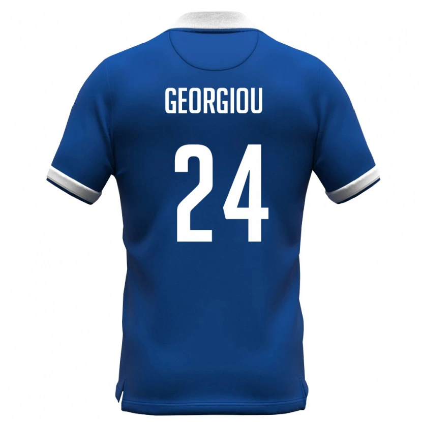 DanxenキッズキプロスStavros Georgiou#24ロイヤルブルー 白ホームシャツ26-28ジャージーユニフォーム