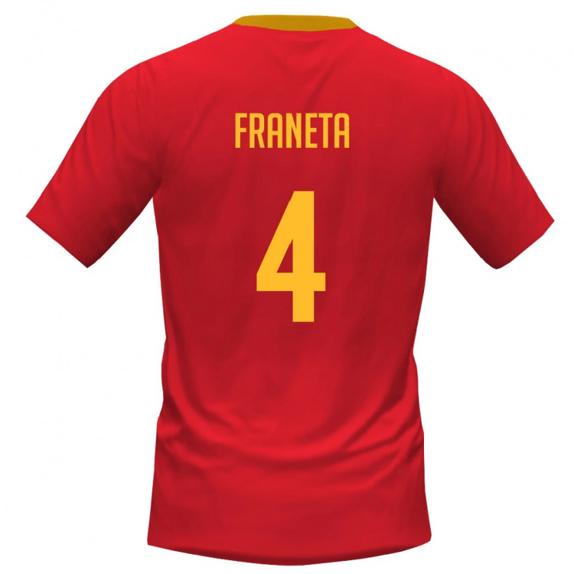 DanxenキッズモンテネグロMarko Franeta#4赤 黄ホームシャツ26-28ジャージーユニフォーム