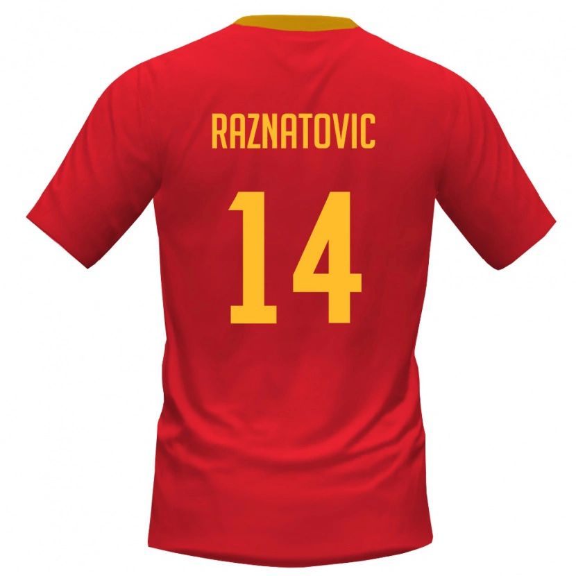 DanxenキッズモンテネグロPetar Ražnatović#14赤 黄ホームシャツ26-28ジャージーユニフォーム