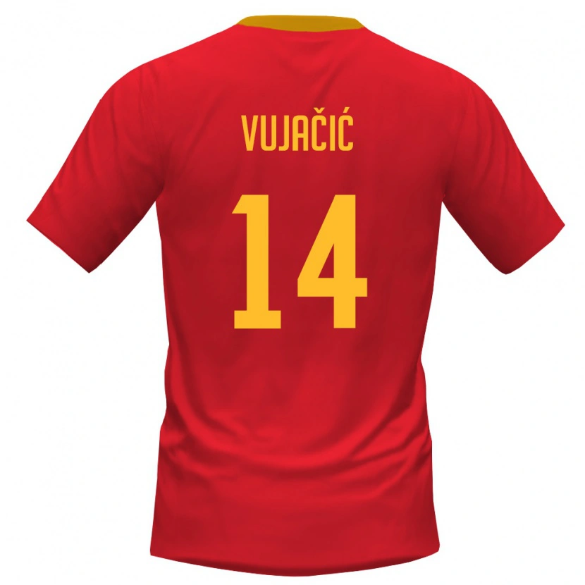 DanxenキッズモンテネグロKosta Vujačić#14赤 黄ホームシャツ26-28ジャージーユニフォーム