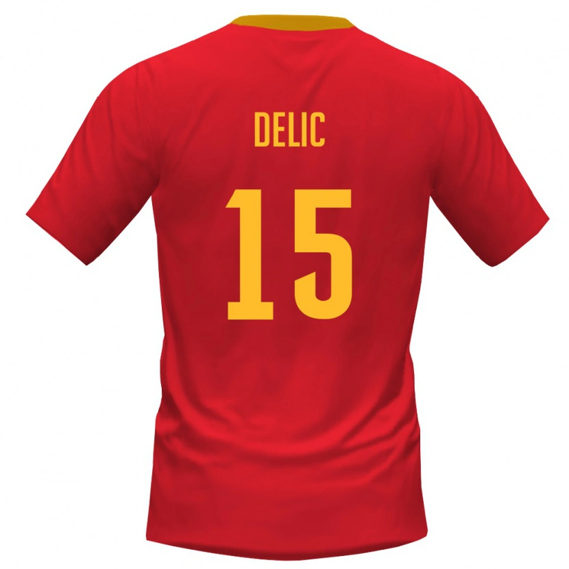 DanxenキッズモンテネグロStefan Delic#15赤 黄ホームシャツ26-28ジャージーユニフォーム