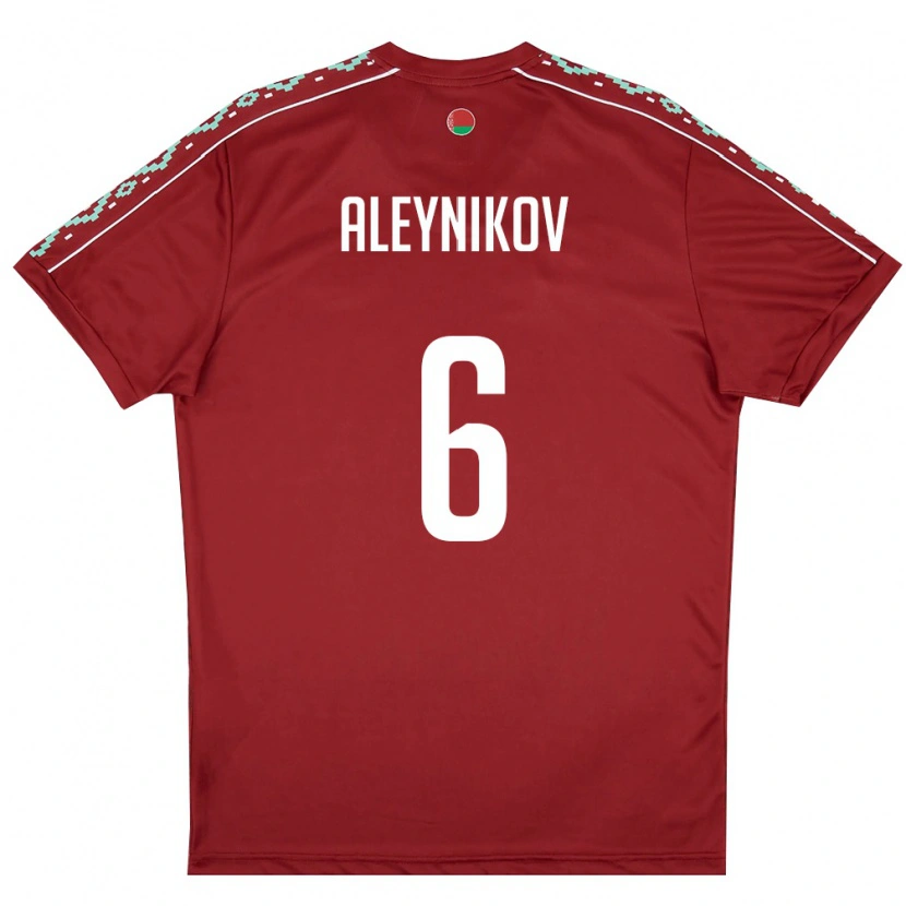 DanxenキッズベラルーシMarat Aleynikov#6ディープレッド 白ホームシャツ26-28ジャージーユニフォーム