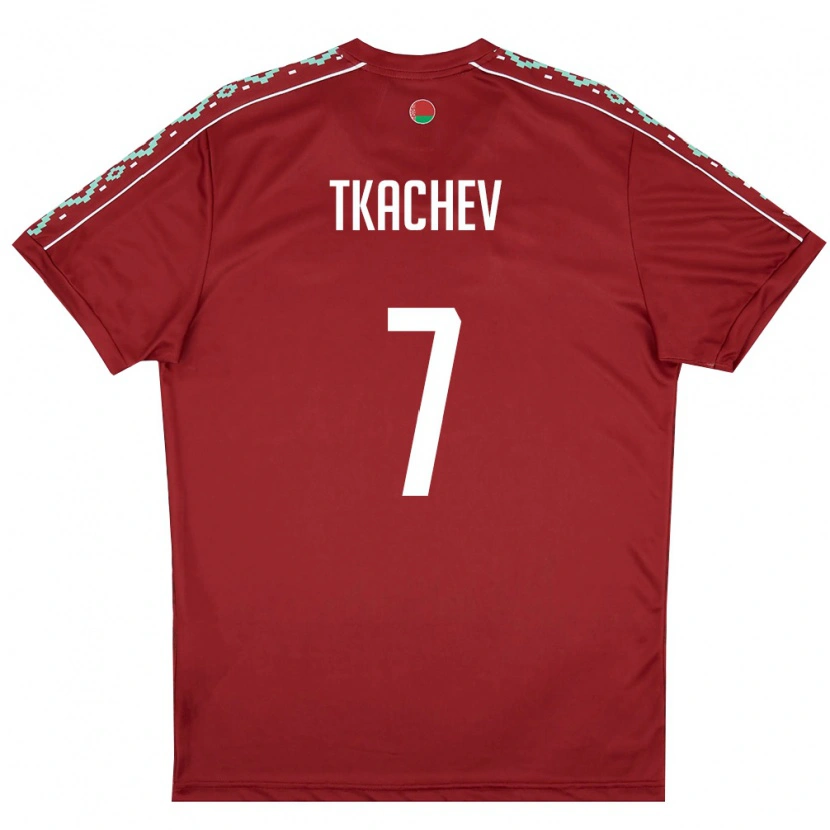 DanxenキッズベラルーシTimofey Tkachev#7ディープレッド 白ホームシャツ26-28ジャージーユニフォーム