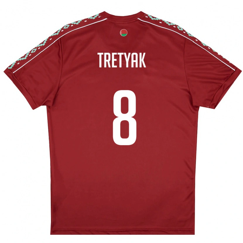 DanxenキッズベラルーシVladislav Tretyak#8ディープレッド 白ホームシャツ26-28ジャージーユニフォーム