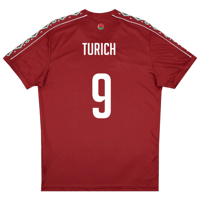 DanxenキッズベラルーシArtem Turich#9ディープレッド 白ホームシャツ26-28ジャージーユニフォーム