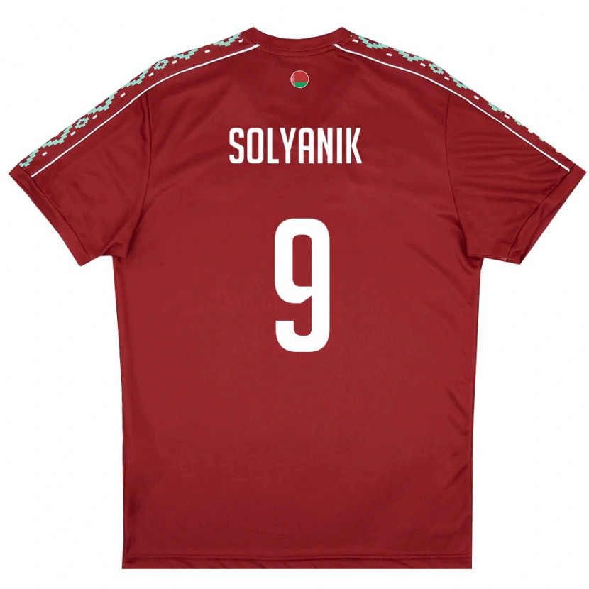 DanxenキッズベラルーシKirill Solyanik#9ディープレッド 白ホームシャツ26-28ジャージーユニフォーム