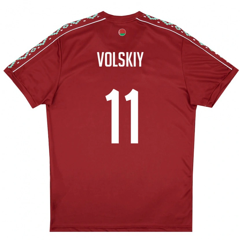 DanxenキッズベラルーシDaniel Volskiy#11ディープレッド 白ホームシャツ26-28ジャージーユニフォーム