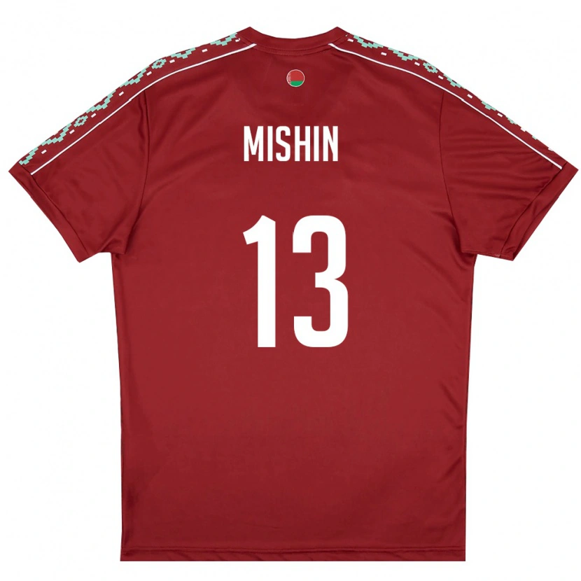 DanxenキッズベラルーシGleb Mishin#13ディープレッド 白ホームシャツ26-28ジャージーユニフォーム