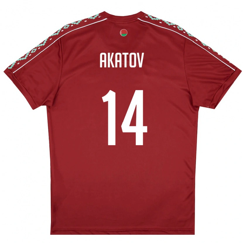 DanxenキッズベラルーシArtem Akatov#14ディープレッド 白ホームシャツ26-28ジャージーユニフォーム