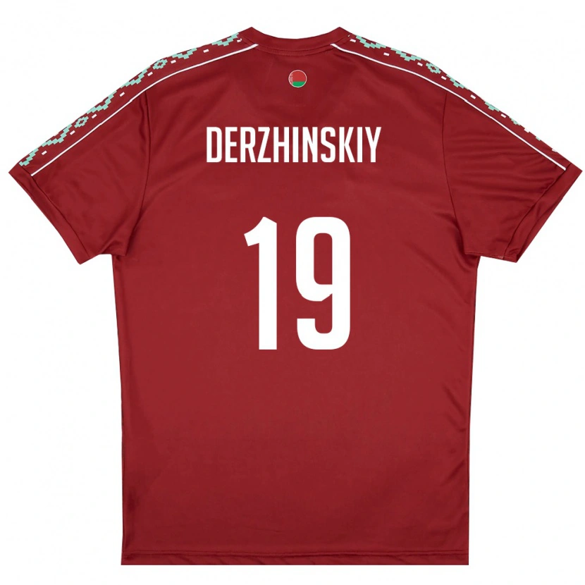 DanxenキッズベラルーシAleksandr Derzhinskiy#19ディープレッド 白ホームシャツ26-28ジャージーユニフォーム