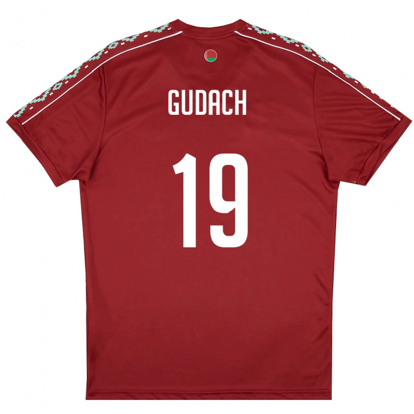 DanxenキッズベラルーシTimofey Gudach#19ディープレッド 白ホームシャツ26-28ジャージーユニフォーム