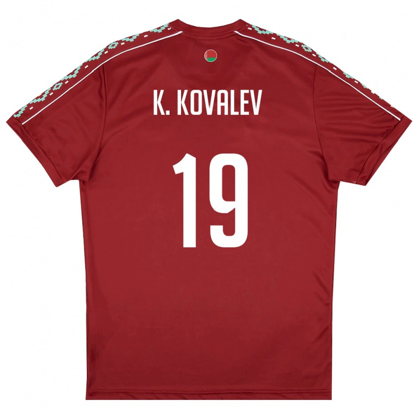 DanxenキッズベラルーシKirill Kovalev#19ディープレッド 白ホームシャツ26-28ジャージーユニフォーム