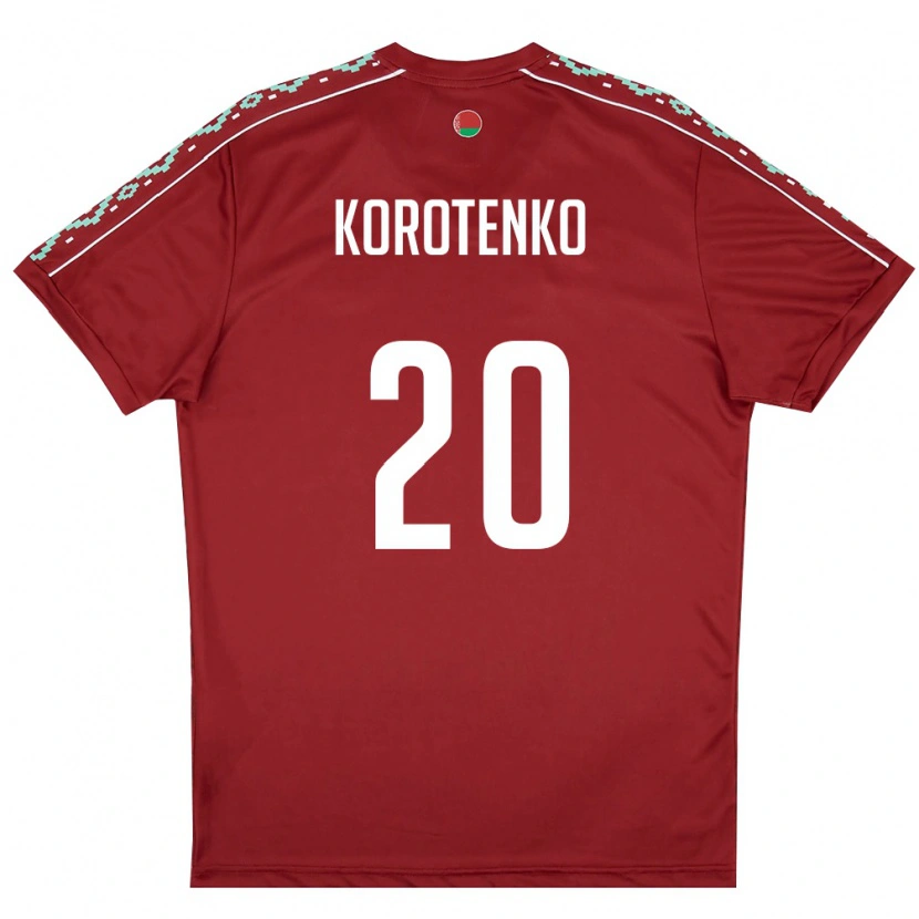 DanxenキッズベラルーシBogdan Korotenko#20ディープレッド 白ホームシャツ26-28ジャージーユニフォーム