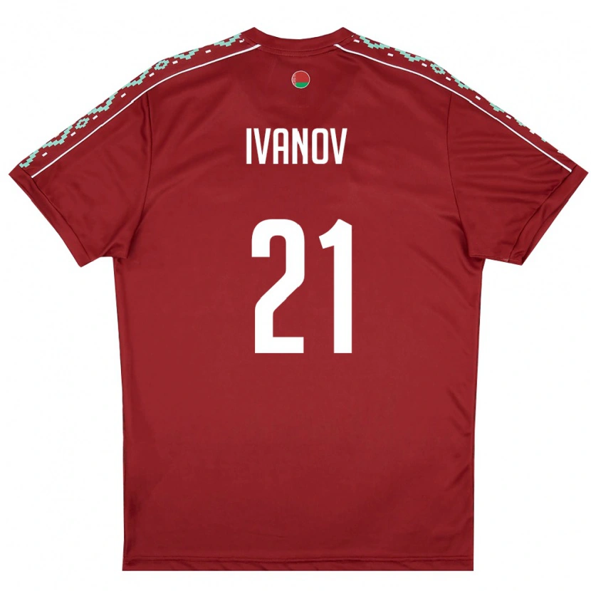 DanxenキッズベラルーシNikolay Ivanov#21ディープレッド 白ホームシャツ26-28ジャージーユニフォーム