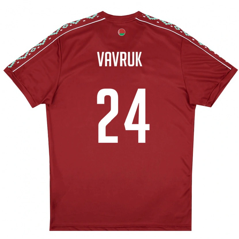 DanxenキッズベラルーシDmitriy Vavruk#24ディープレッド 白ホームシャツ26-28ジャージーユニフォーム