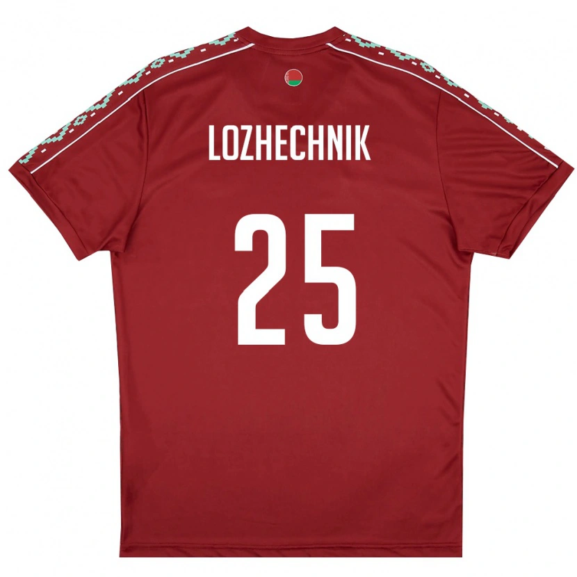 DanxenキッズベラルーシDmitriy Lozhechnik#25ディープレッド 白ホームシャツ26-28ジャージーユニフォーム