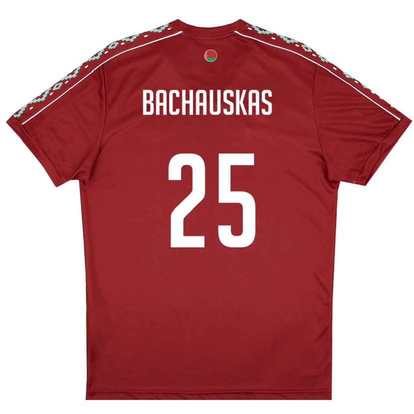 DanxenキッズベラルーシIvan Bachauskas#25ディープレッド 白ホームシャツ26-28ジャージーユニフォーム