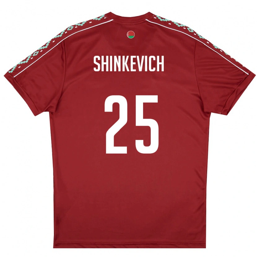 DanxenキッズベラルーシDariush Shinkevich#25ディープレッド 白ホームシャツ26-28ジャージーユニフォーム
