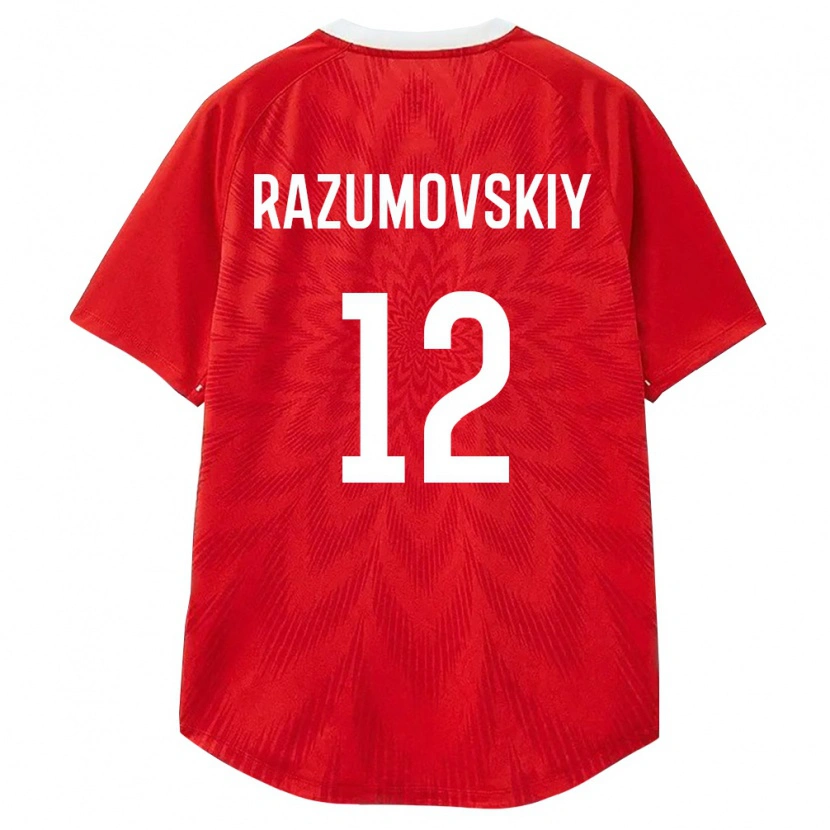 DanxenキッズロシアTimofey Razumovskiy#12赤 白 茶ホームシャツ26-28ジャージーユニフォーム