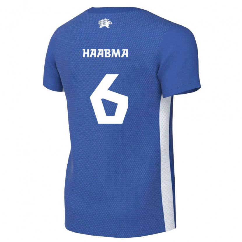 DanxenキッズエストニアTrevor Haabma#6ダークブルー 白ホームシャツ26-28ジャージーユニフォーム