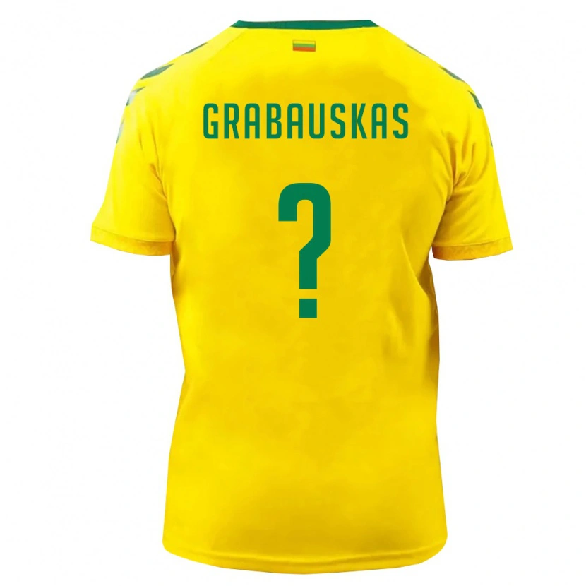 DanxenキッズリトアニアSimas Grabauskas#0黄 緑ホームシャツ26-28ジャージーユニフォーム