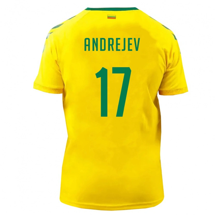 DanxenキッズリトアニアMaksim Andrejev#17黄 緑ホームシャツ26-28ジャージーユニフォーム