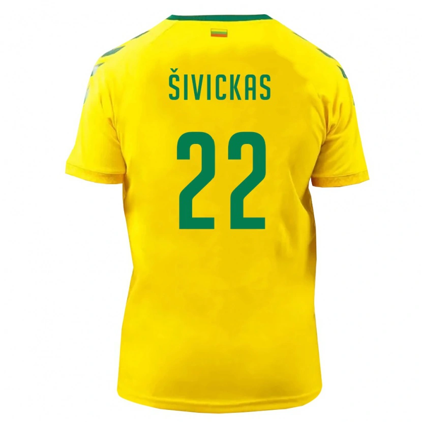 DanxenキッズリトアニアVilius Šivickas#22黄 緑ホームシャツ26-28ジャージーユニフォーム