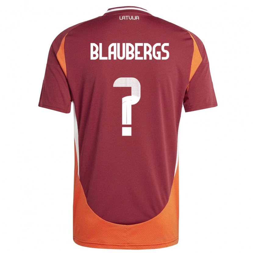 DanxenキッズラトビアMarkuss Blaubergs#0ディープレッド 白 オレンジホームシャツ26-28ジャージーユニフォーム