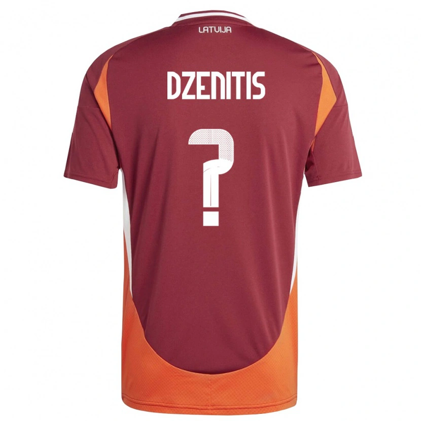 DanxenキッズラトビアOlivers Dzenitis#0ディープレッド 白 オレンジホームシャツ26-28ジャージーユニフォーム