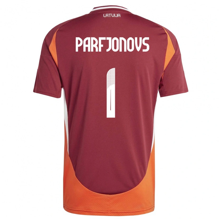 DanxenキッズラトビアNikita Parfjonovs#1ディープレッド 白 オレンジホームシャツ26-28ジャージーユニフォーム