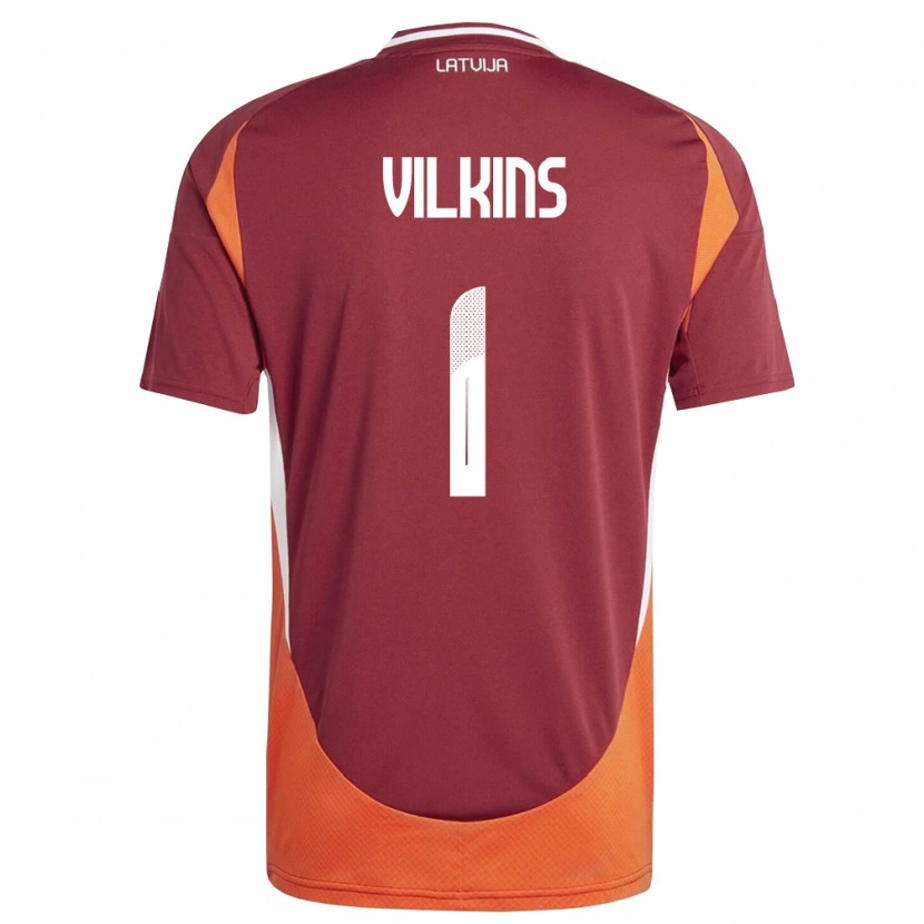 DanxenキッズラトビアHugo Vilkins#1ディープレッド 白 オレンジホームシャツ26-28ジャージーユニフォーム
