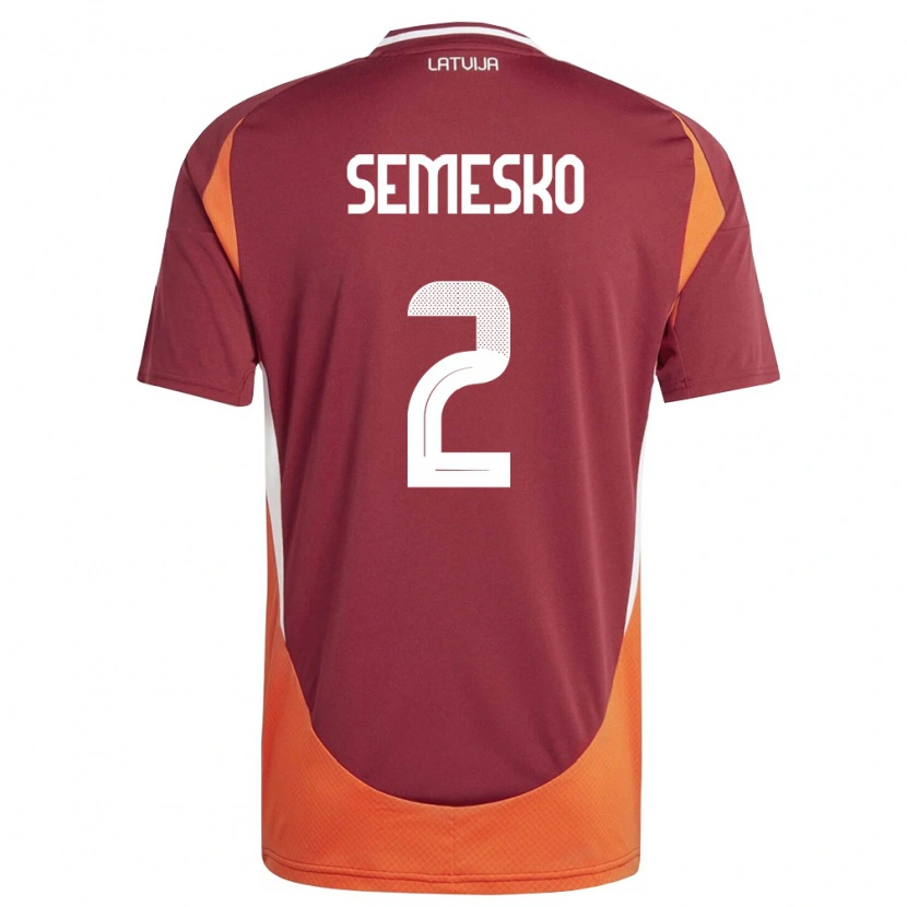 DanxenキッズラトビアMaksims Semesko#2ディープレッド 白 オレンジホームシャツ26-28ジャージーユニフォーム
