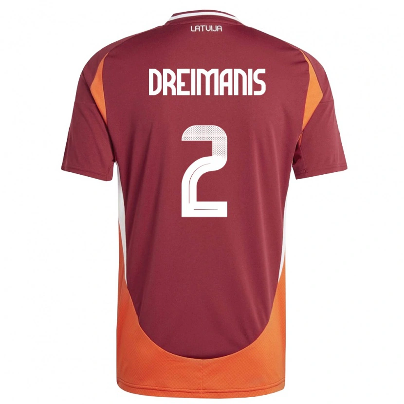 DanxenキッズラトビアAdams Dreimanis#2ディープレッド 白 オレンジホームシャツ26-28ジャージーユニフォーム