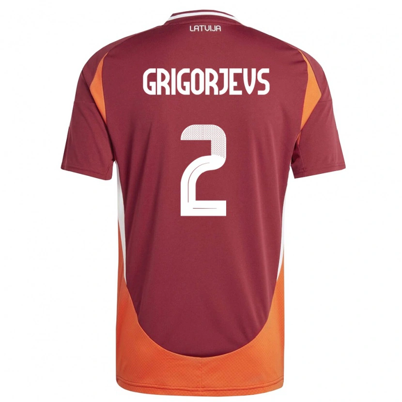 DanxenキッズラトビアMihails Grigorjevs#2ディープレッド 白 オレンジホームシャツ26-28ジャージーユニフォーム