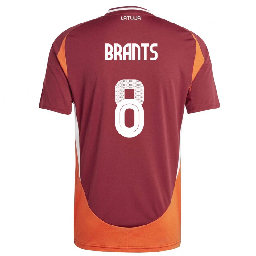 DanxenキッズラトビアPauls Brants#8ディープレッド 白 オレンジホームシャツ26-28ジャージーユニフォーム