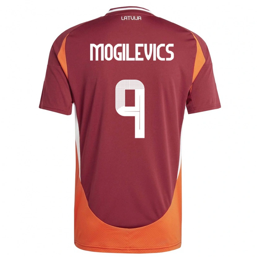 DanxenキッズラトビアMiroslavs Mogilevics#9ディープレッド 白 オレンジホームシャツ26-28ジャージーユニフォーム
