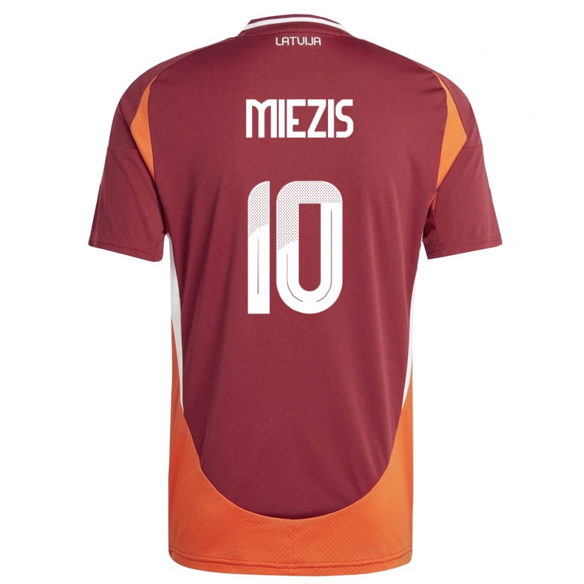 DanxenキッズラトビアKarlis Miezis#10ディープレッド 白 オレンジホームシャツ26-28ジャージーユニフォーム