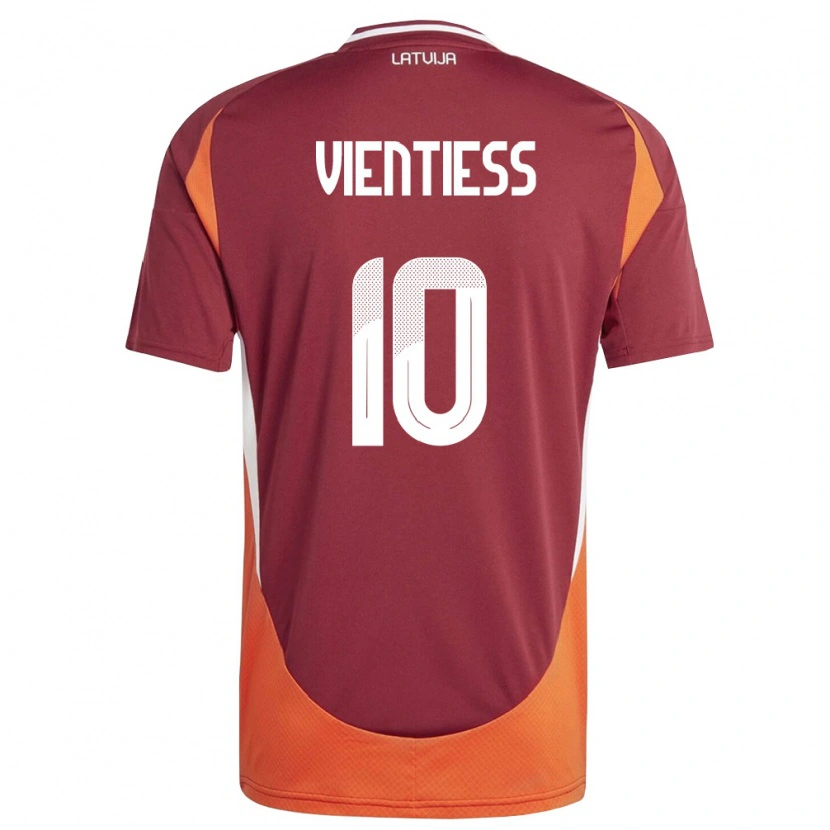 DanxenキッズラトビアRoberts Vientiess#10ディープレッド 白 オレンジホームシャツ26-28ジャージーユニフォーム