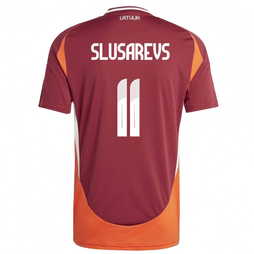 DanxenキッズラトビアDanila Slusarevs#11ディープレッド 白 オレンジホームシャツ26-28ジャージーユニフォーム